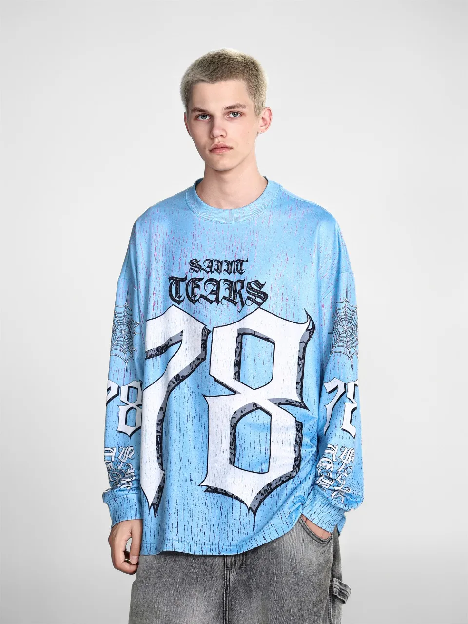 Saint michael tears all-over printed long-sleeved vintage autumn and winter T-shirt Style number: 105 Size: M L XL Wholesale price: 136 Color: Picture color